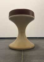 70`ER JAHRE HOCKER, BRAUN-BEIGE, VINTAGE, TULPENFUSS, TULIP